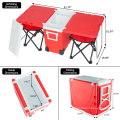 Outdoor Multi-function Rolling Cooler Upgraded Stool Red camping Picnic Folding Ice Box Table